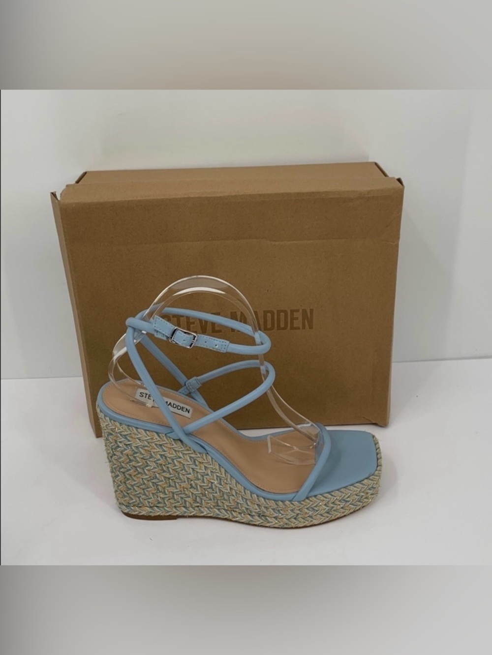 Steve Madden Unify espadrille strappy sandal shoe wedge platform blue new 10